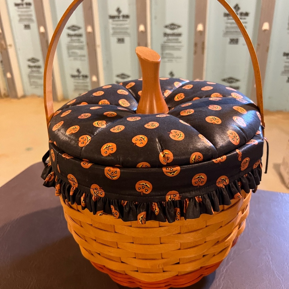 Longaberger Large Orange and Black Pumpkin Basket
